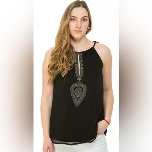 Yatra Ibiza Black Embroidered Blouse
